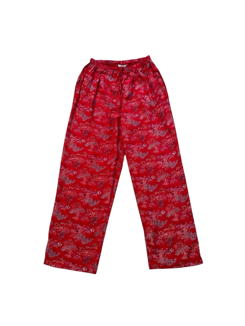 CLIO Vintage Asian Inspired Brocade Pants Crop Red 90s Indie Sleaze Whimsygoth